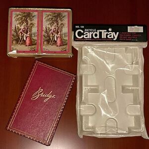 Congress Boxed Bridge Set Vintage Bridge Score Pad Book Bicycle Card Tray Bundle